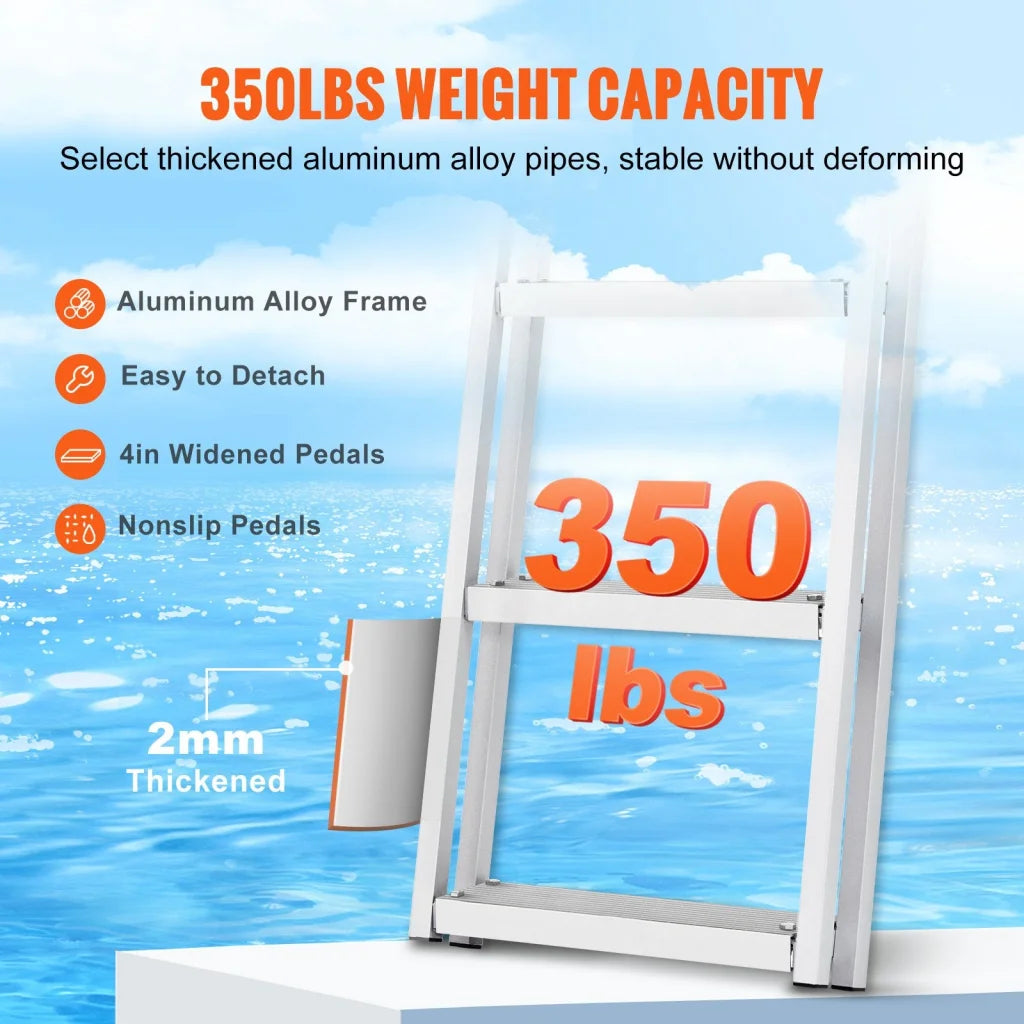 VEVOR Dock Ladder Removable 3 Steps 159 kg Load Capacity
