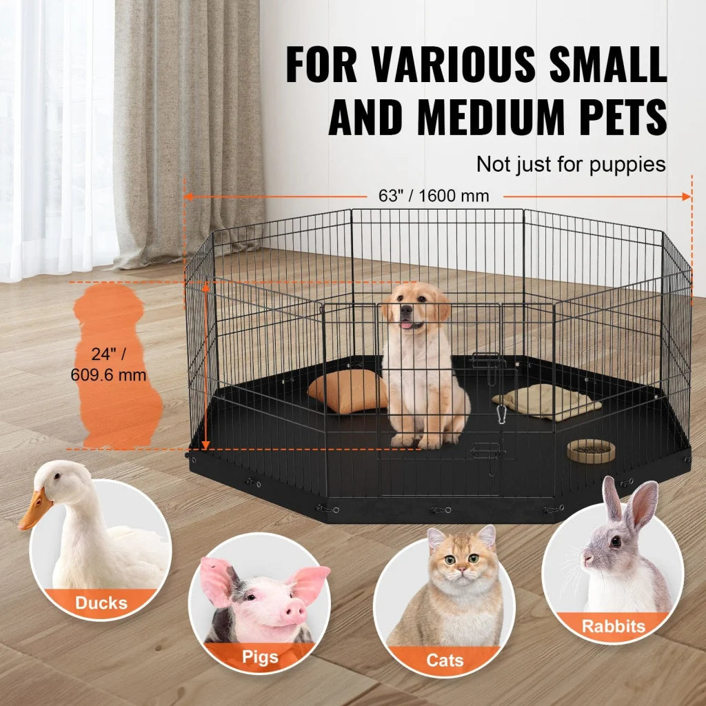 VEVOR Dog Playpen 8 Panels Foldable Metal Dog Exercise Pen