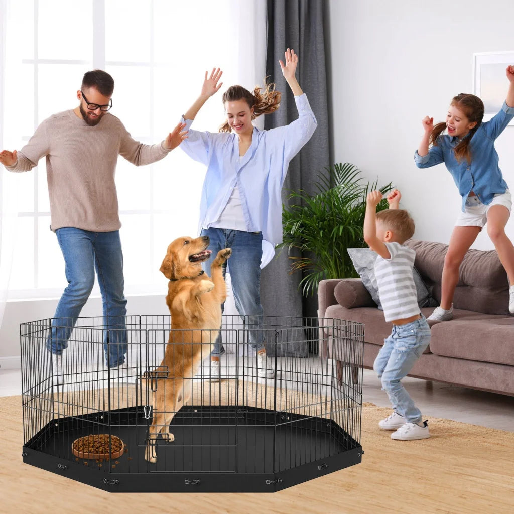 VEVOR Dog Playpen 8 Panels Foldable Metal Dog Exercise Pen