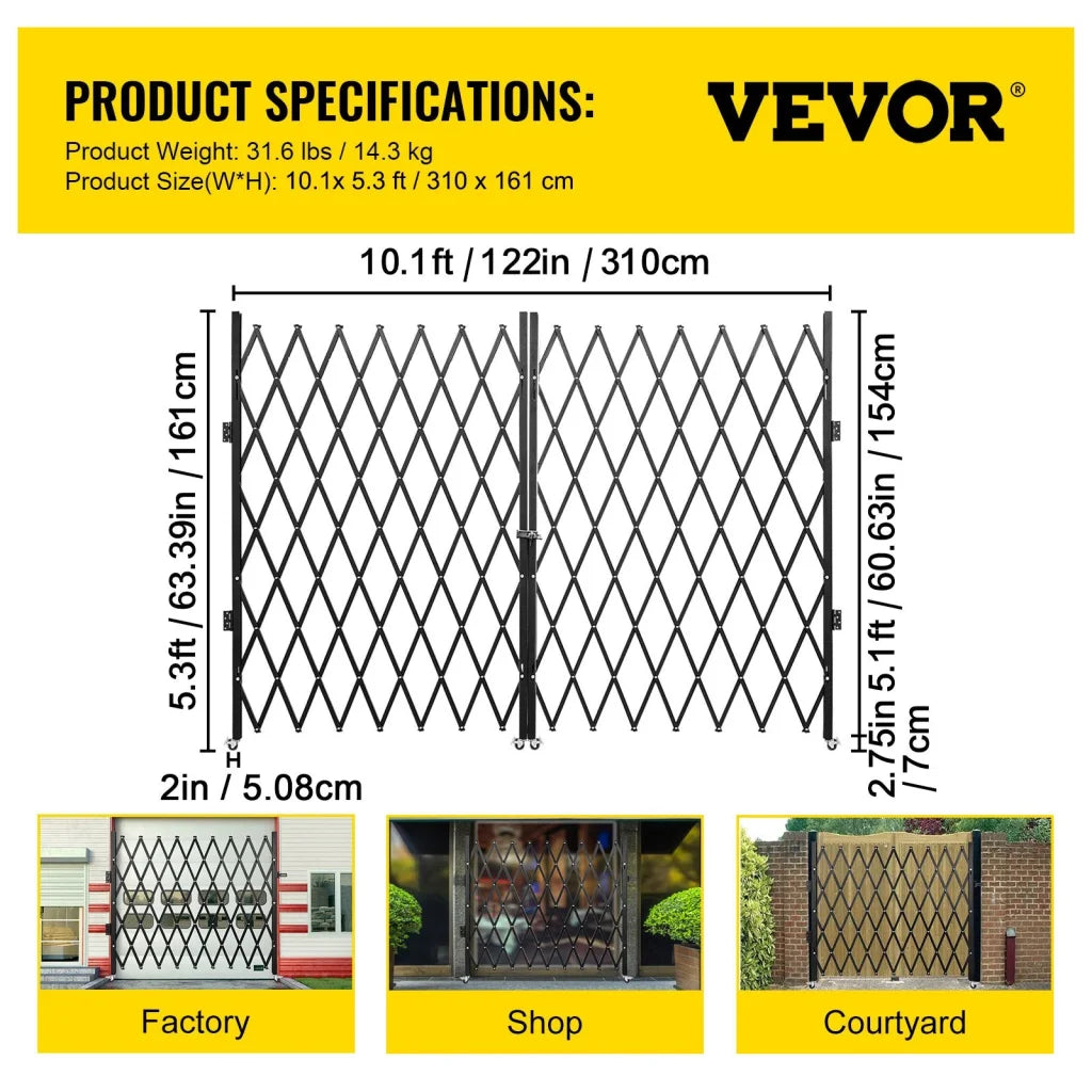VEVOR Double Folding Security Gate Folding Door Gate 5.1’ H