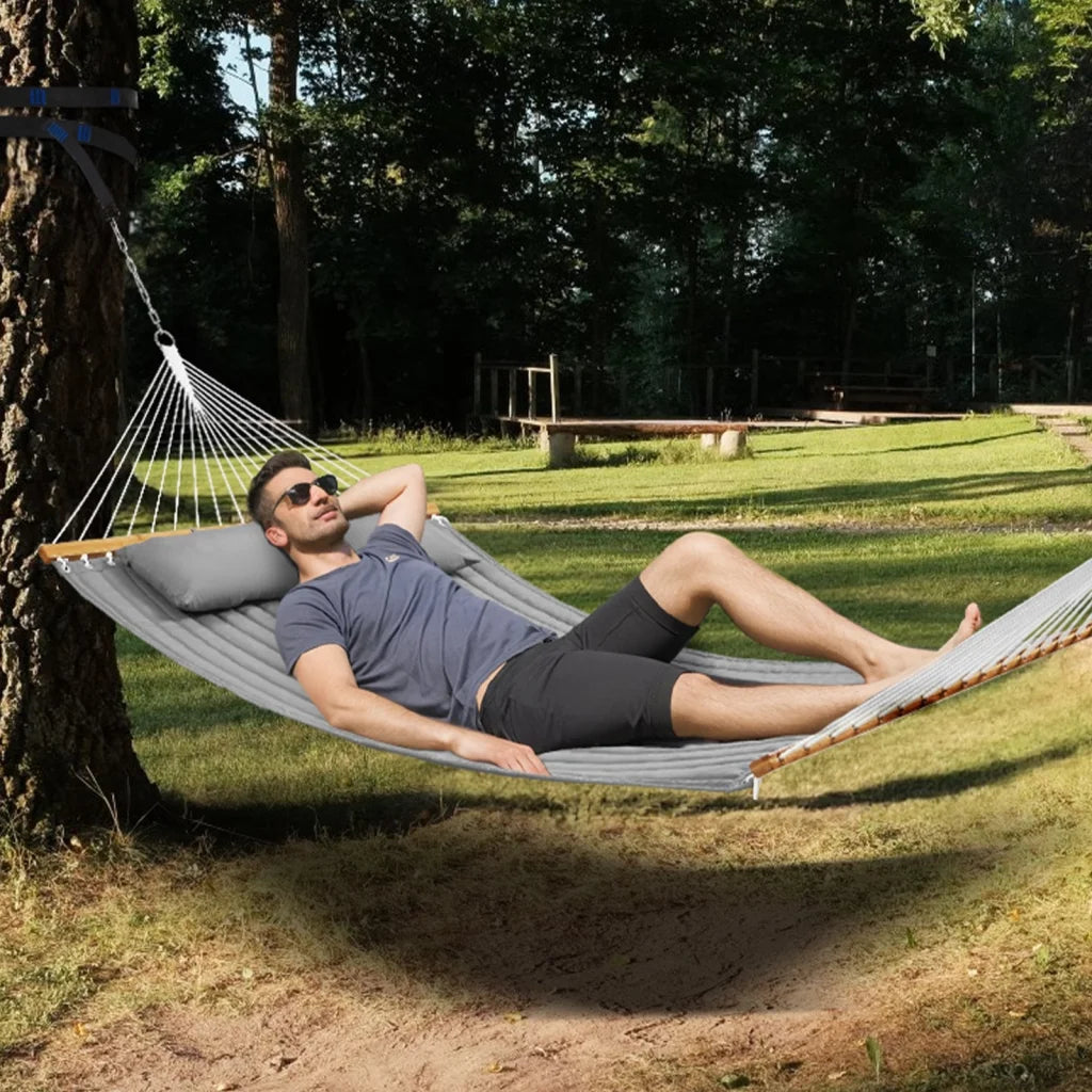 VEVOR Double Quilted Fabric Hammock 12 FT Double Hammock
