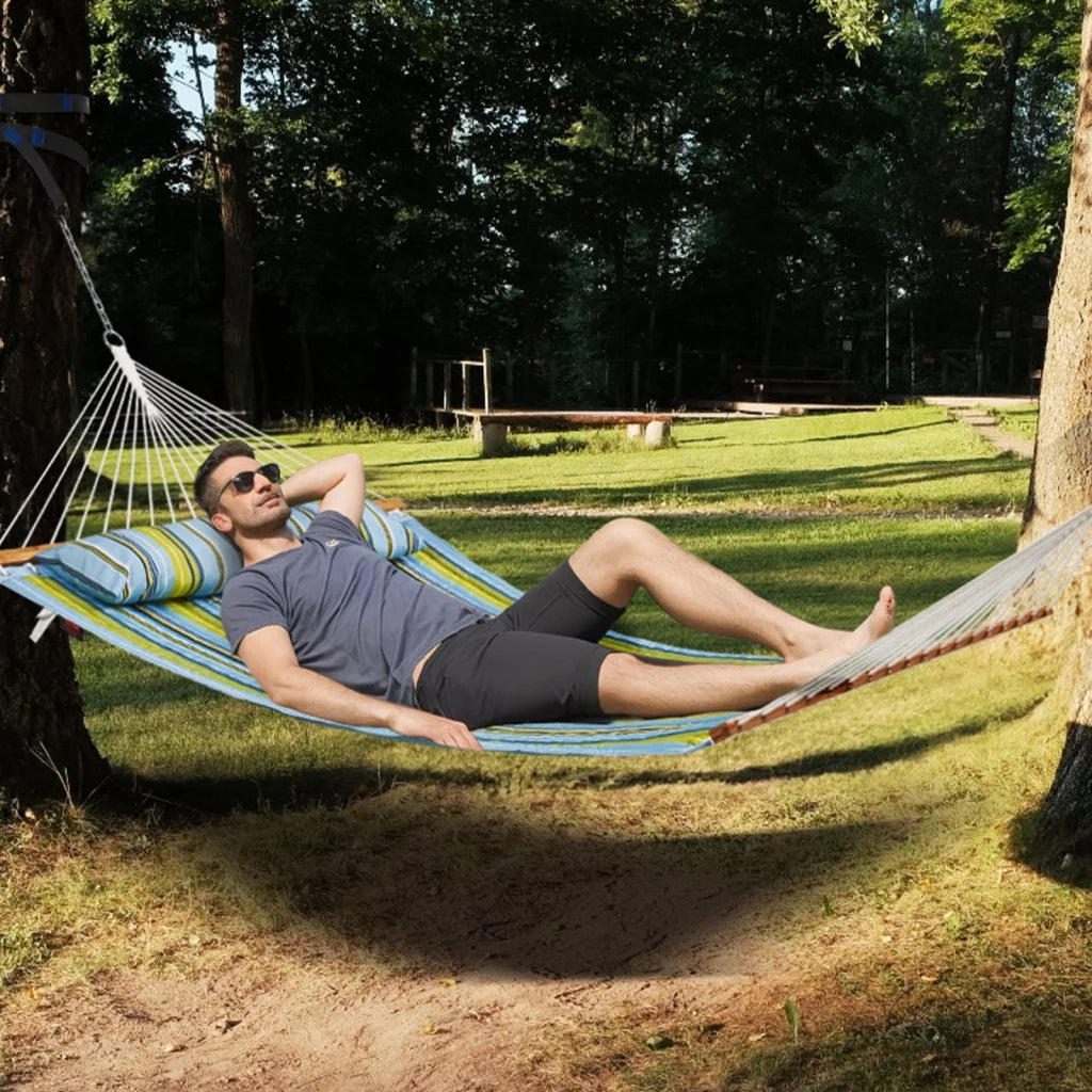 VEVOR Double Quilted Fabric Hammock 12 FT Double Hammock