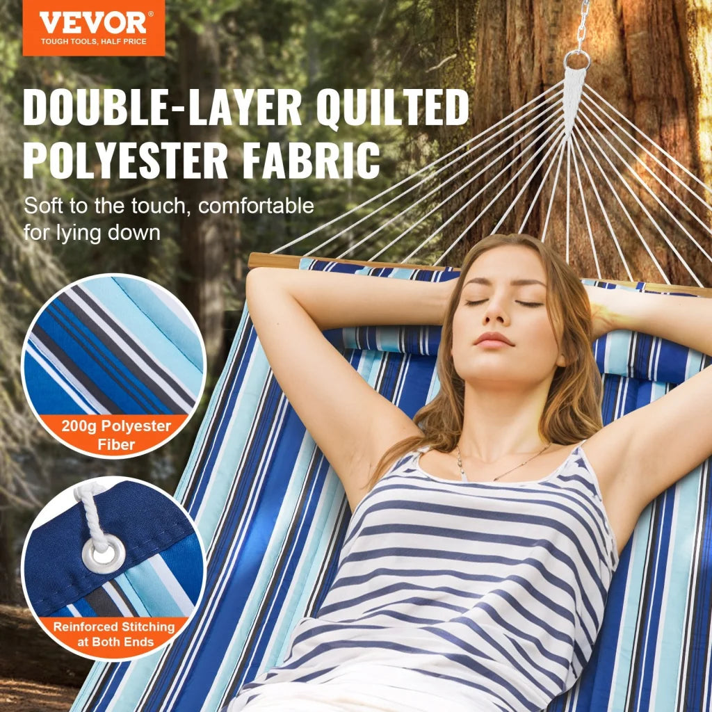 VEVOR Double Quilted Fabric Hammock 12 FT Double Hammock