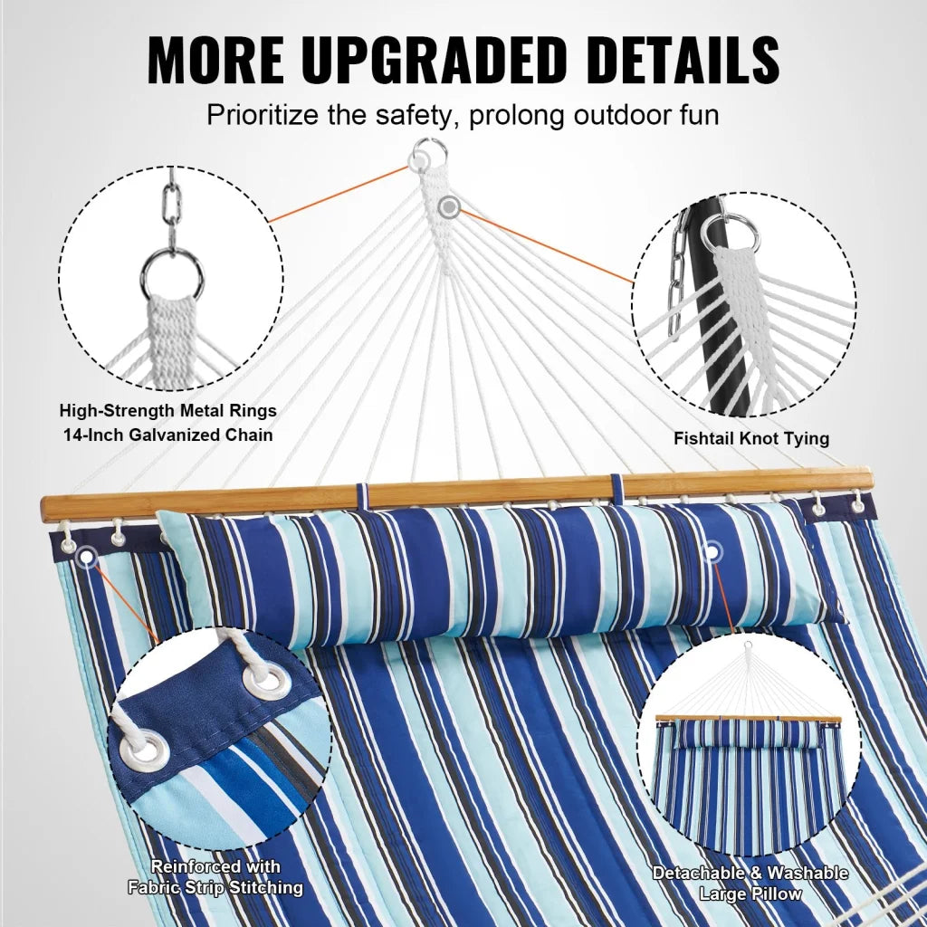 VEVOR Double Quilted Fabric Hammock 12 FT Double Hammock