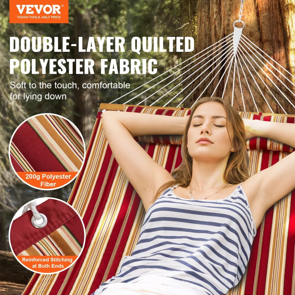 VEVOR Double Quilted Fabric Hammock 12 FT Double Hammock