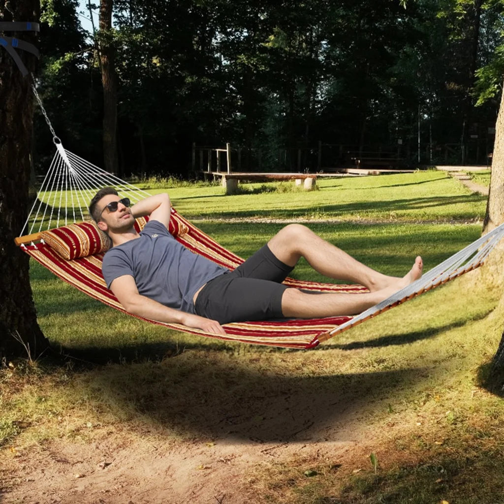 VEVOR Double Quilted Fabric Hammock 12 FT Double Hammock