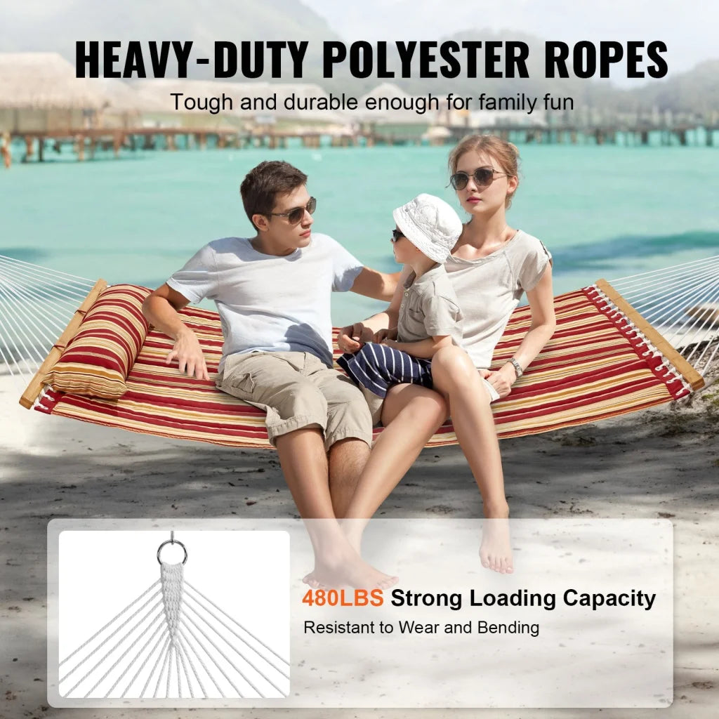 VEVOR Double Quilted Fabric Hammock 12 FT Double Hammock