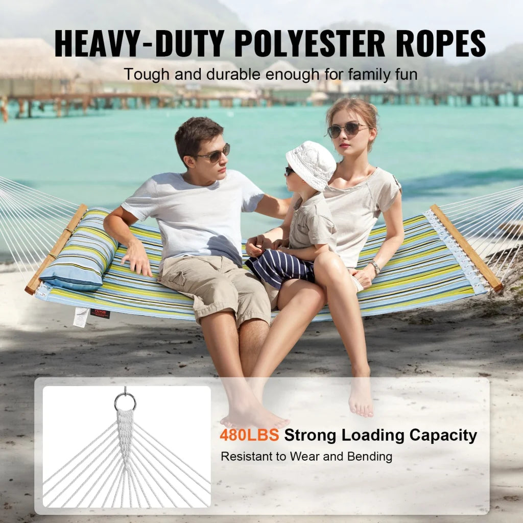 VEVOR Double Quilted Fabric Hammock 12 FT Double Hammock