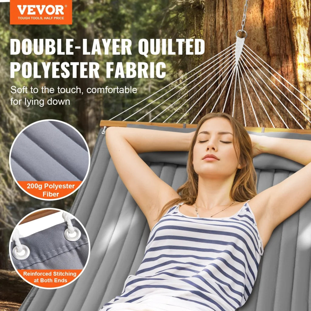 VEVOR Double Quilted Fabric Hammock 12 FT Double Hammock