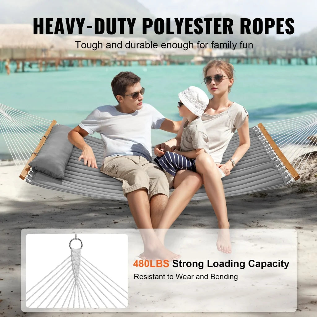 VEVOR Double Quilted Fabric Hammock 12 FT Double Hammock