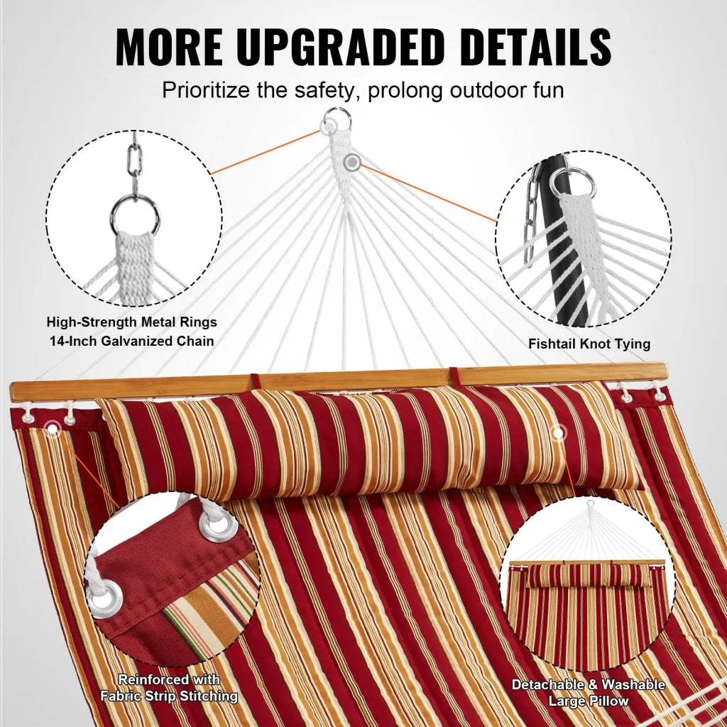 VEVOR Double Quilted Fabric Hammock 12 FT Double Hammock