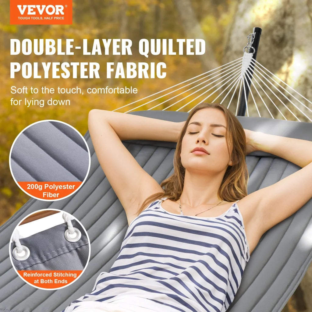 VEVOR Double Quilted Fabric Hammock Two Person Hammock