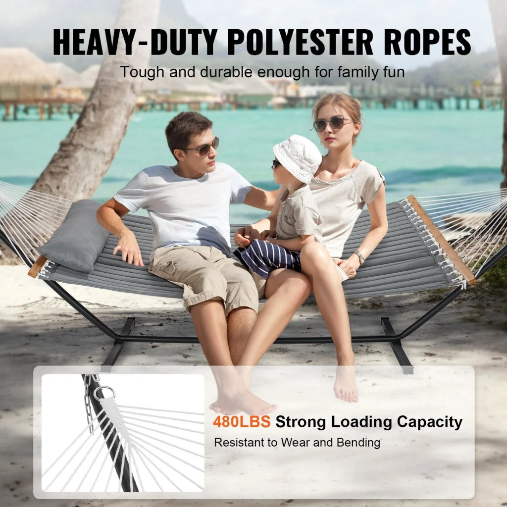 VEVOR Double Quilted Fabric Hammock Two Person Hammock
