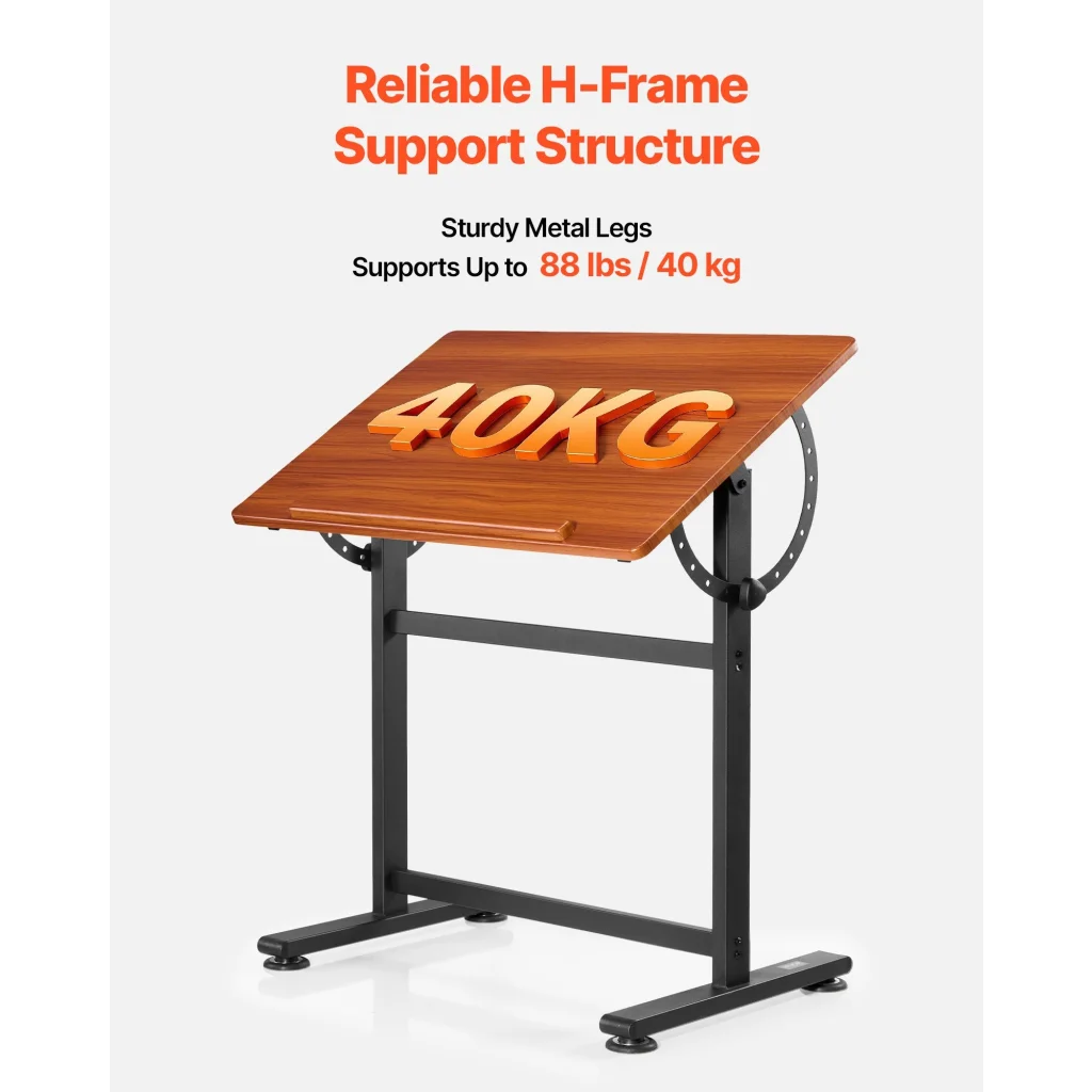 VEVOR Drafting Table Adjustable 0°–90° Tilt Wooden Drawing