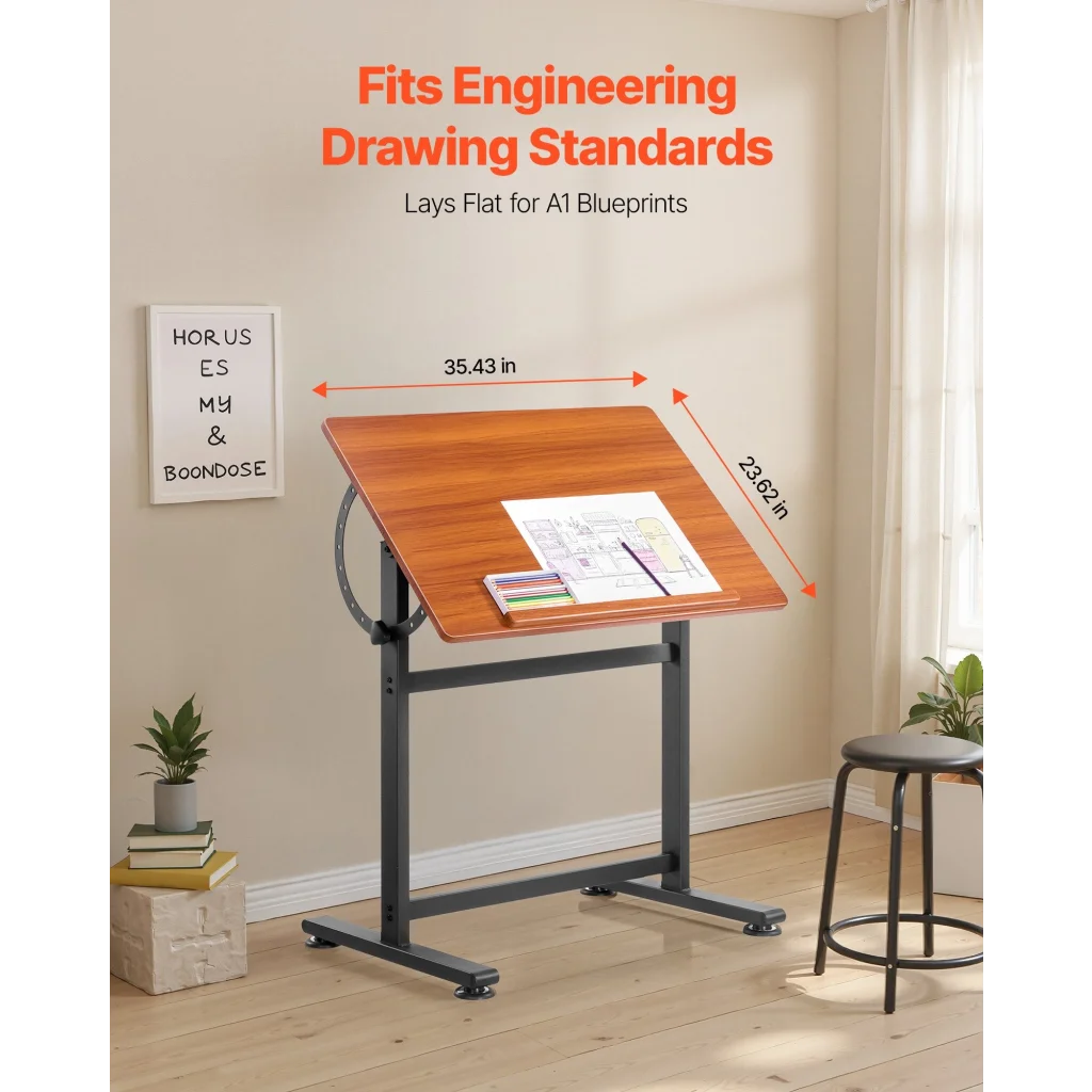 Drafting Table Adjustable 0 90 Tilt Wooden Drawing Desk