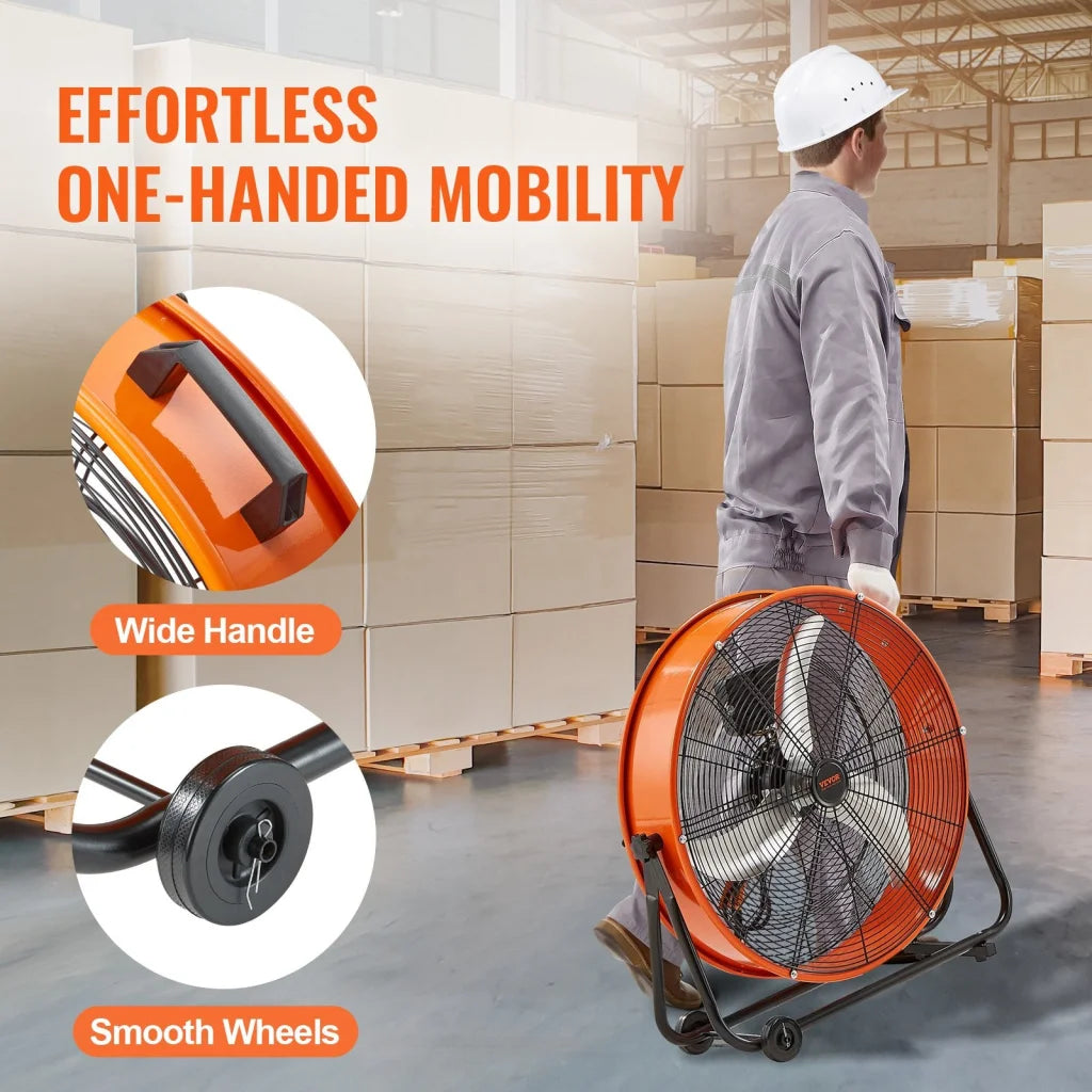 VEVOR Drum Fan 24 Inch High Velocity Industrial Use 3-Speed