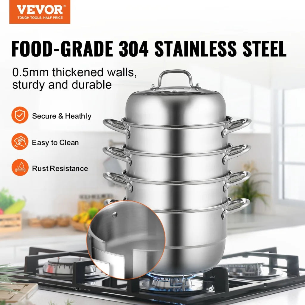 VEVOR Dumpling Steamer Stainless Steel 5 Titer for for Cook