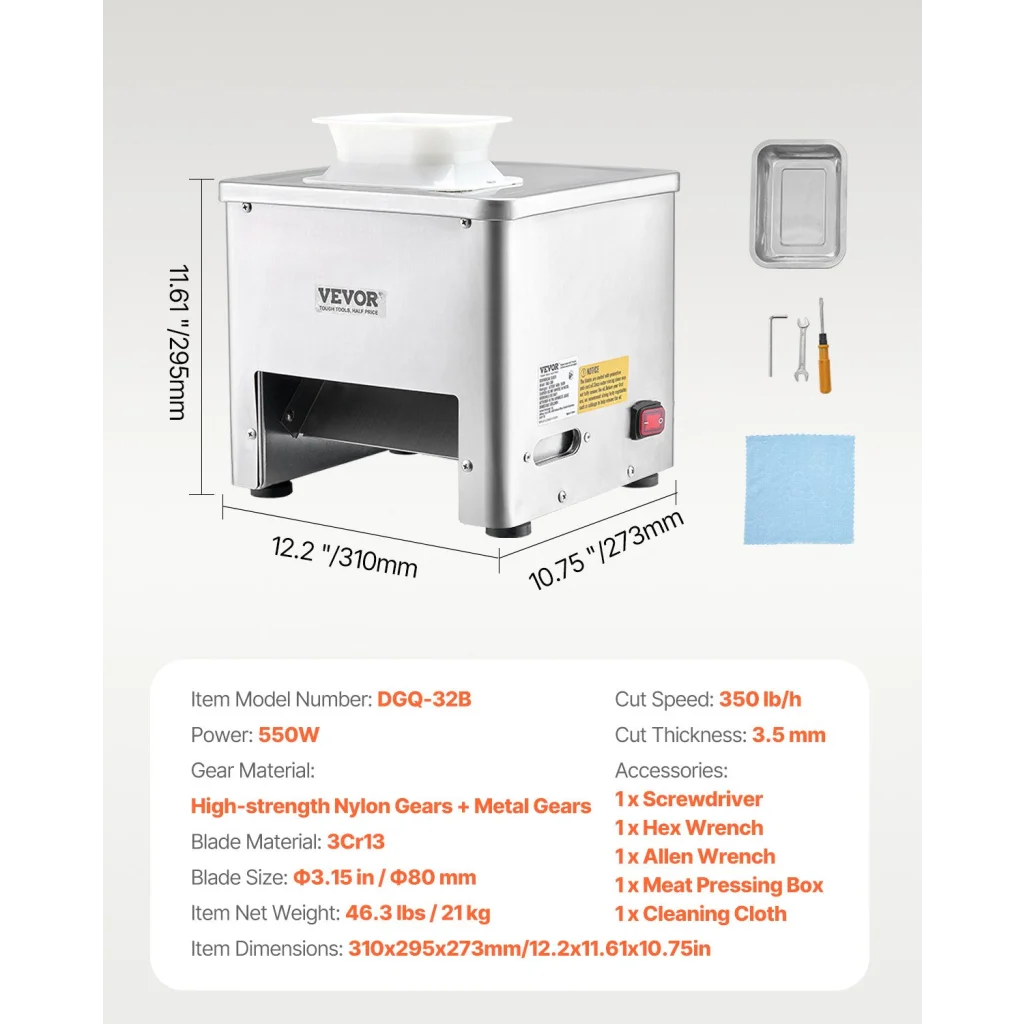 VEVOR Electric Meat Cutter Machine 550W Commercial Meat