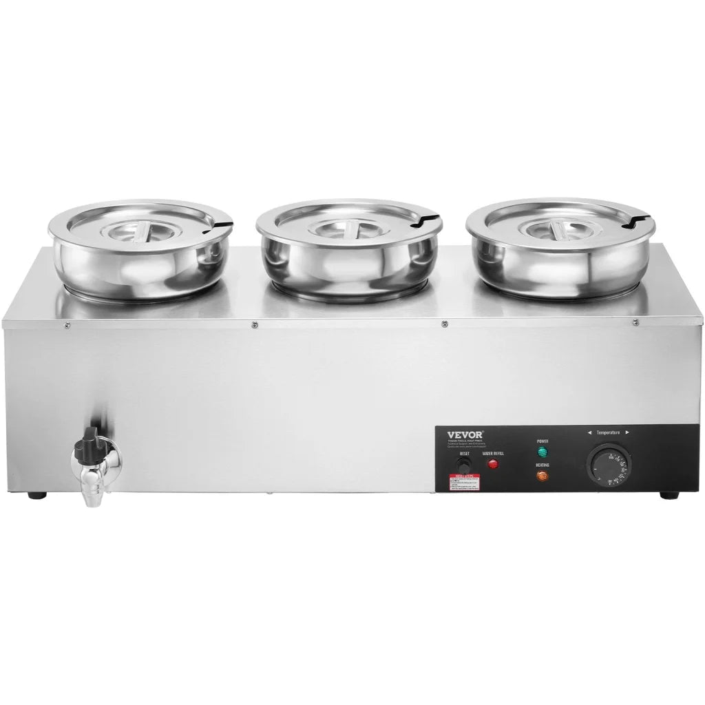 VEVOR Electric Soup Warmer Three 7.4QT Stainless Steel