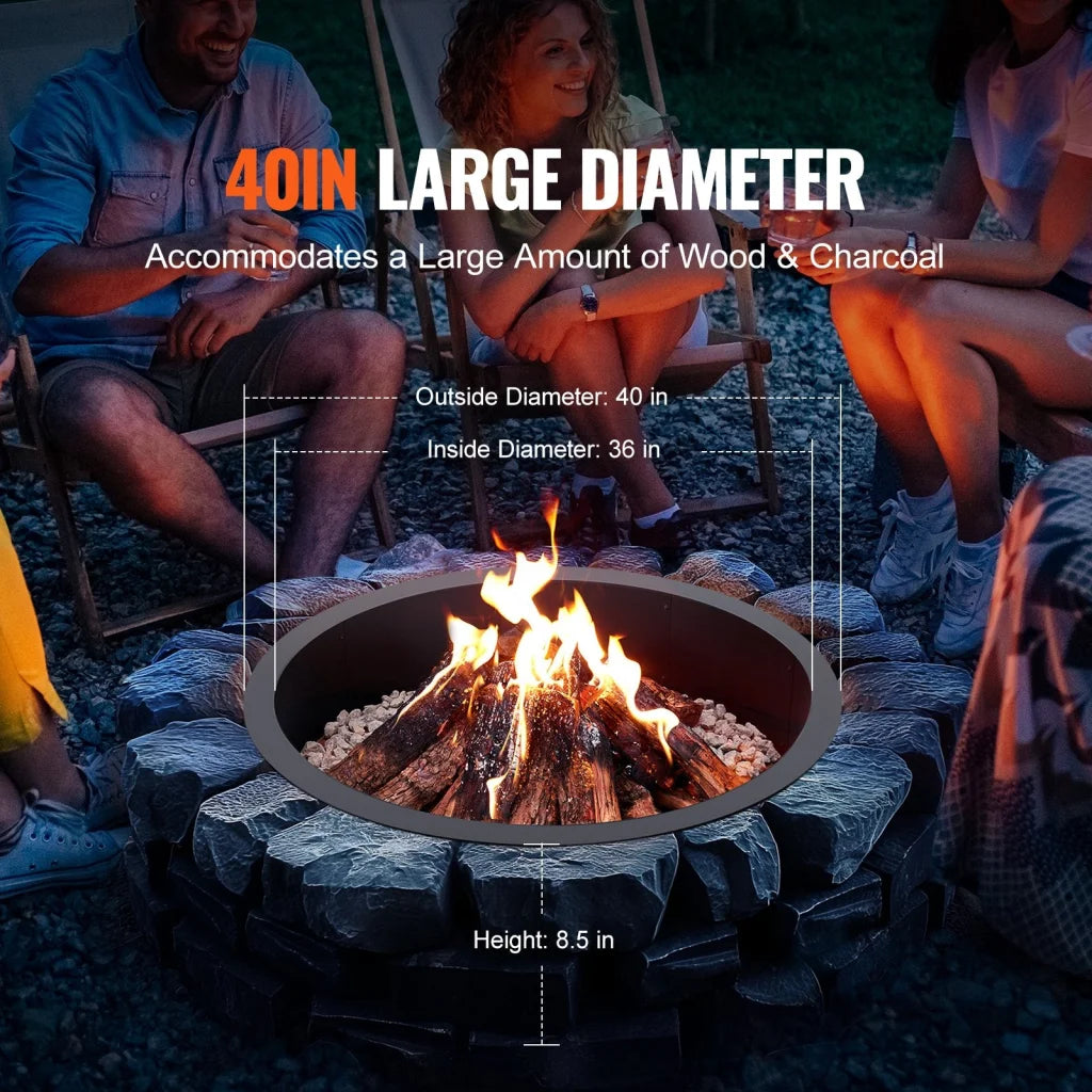VEVOR Fire Pit Ring Round Inner Steel Liner DIY Campfire