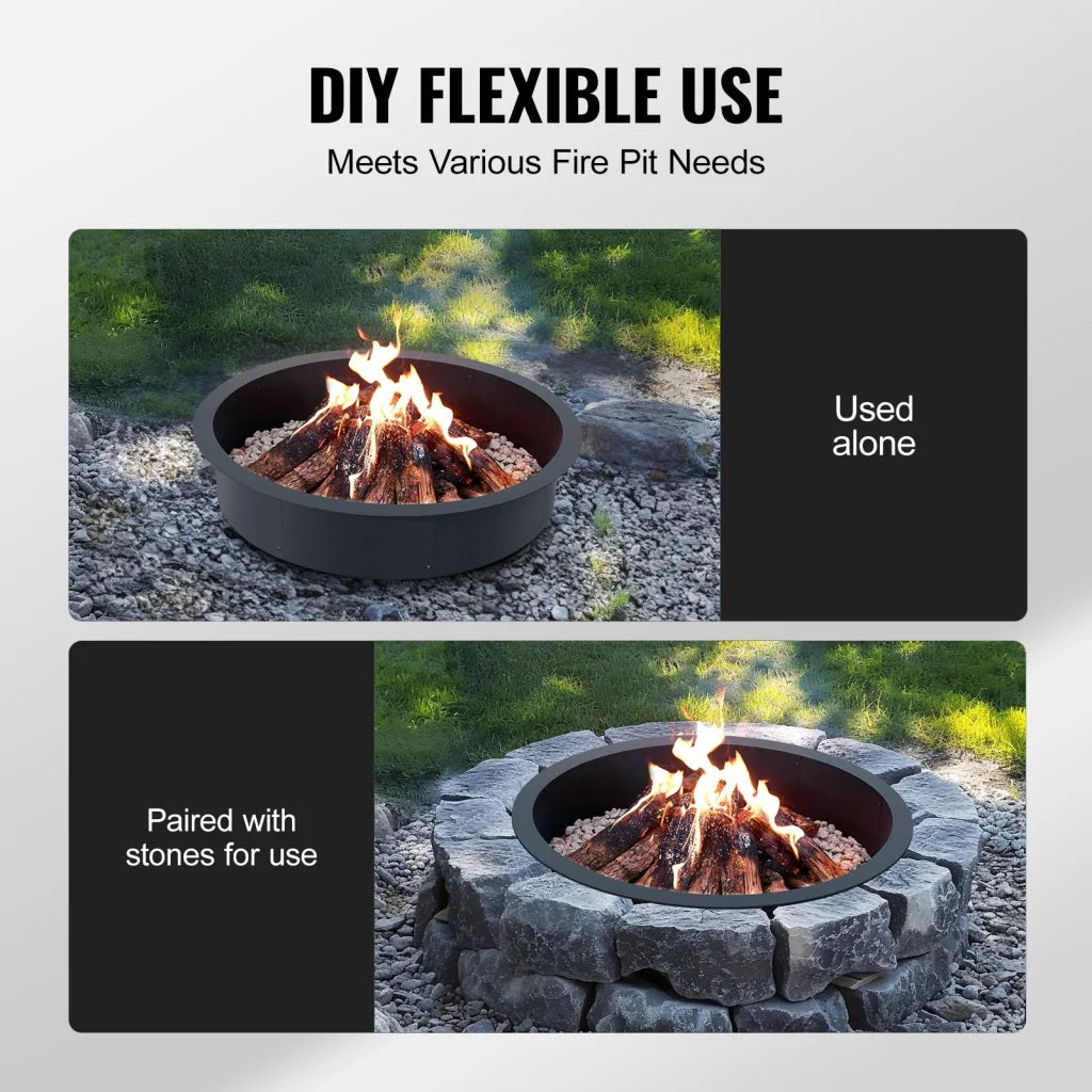 VEVOR Fire Pit Ring Round Inner Steel Liner DIY Campfire