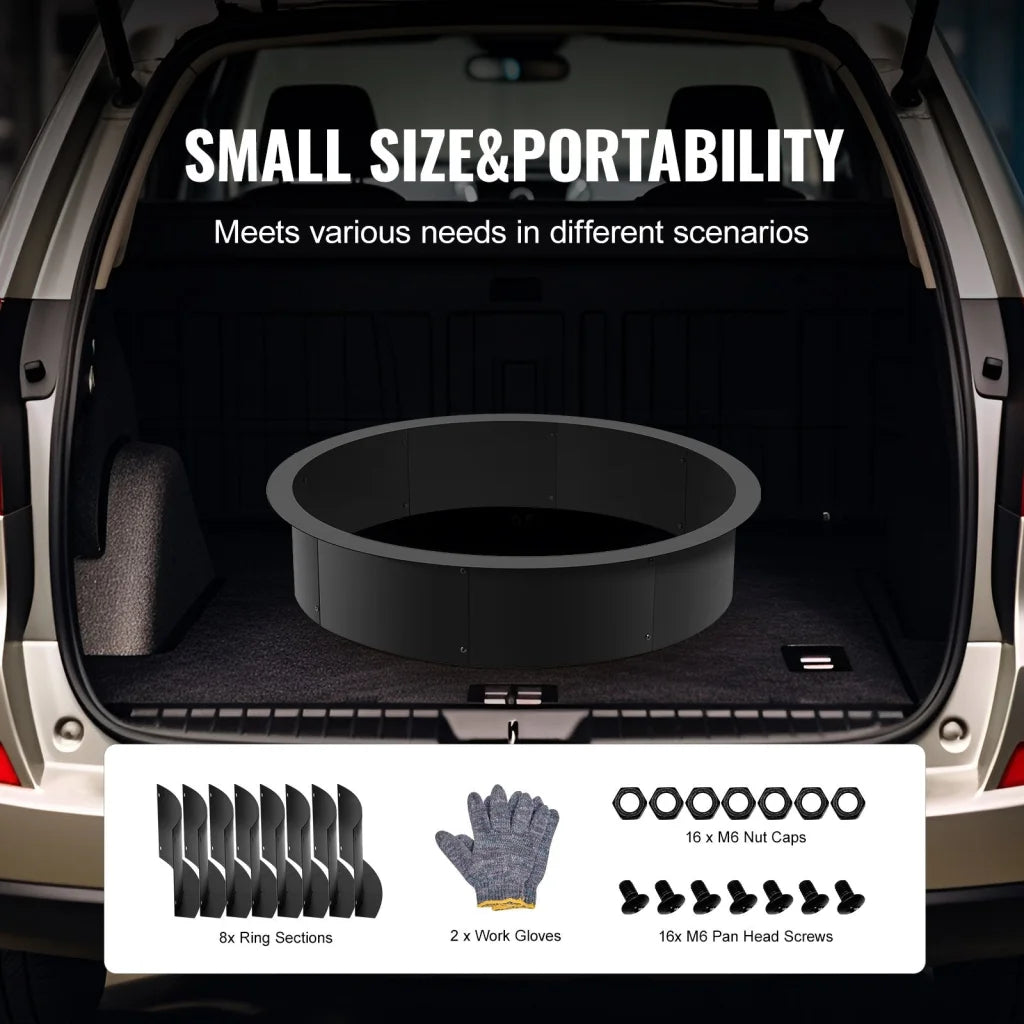 VEVOR Fire Pit Ring Round Inner Steel Liner DIY Campfire