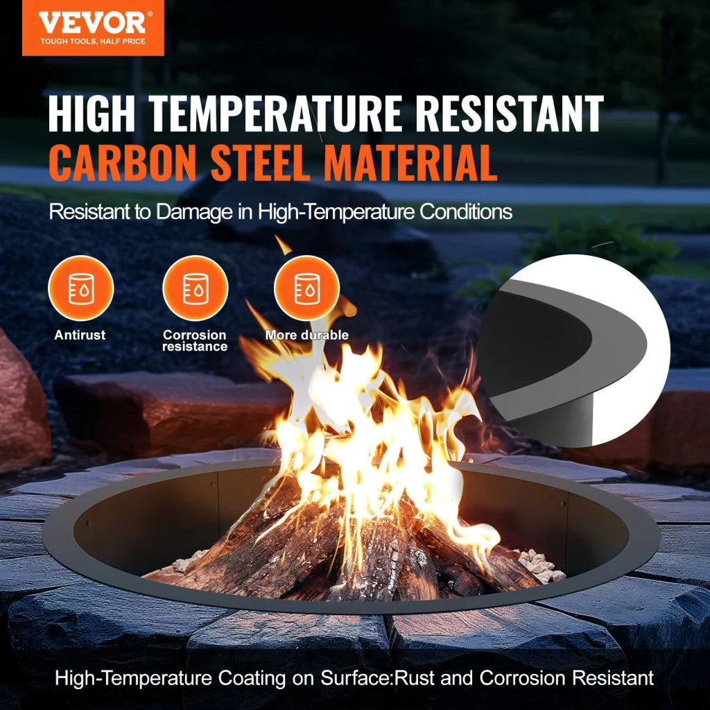 VEVOR Fire Pit Ring Round Inner Steel Liner DIY Campfire
