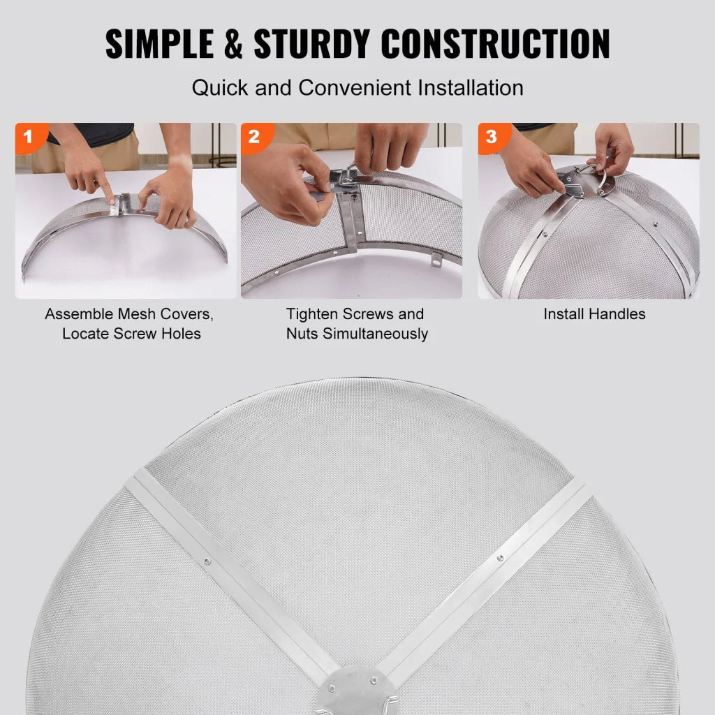 VEVOR Fire Pit Spark Screen Round 36’’ Reinforced Heavy