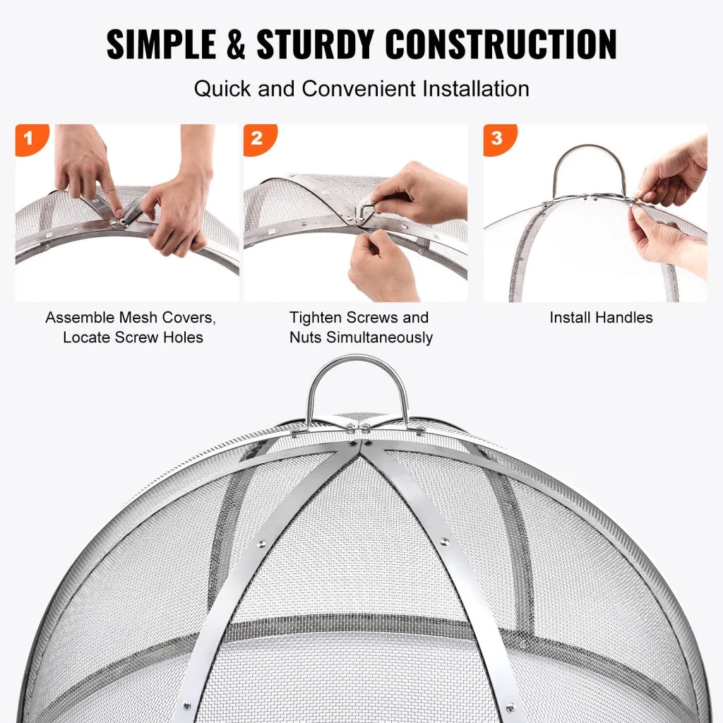 VEVOR Firepit Spark Screen Lid 40’’ Diameter Outdoor