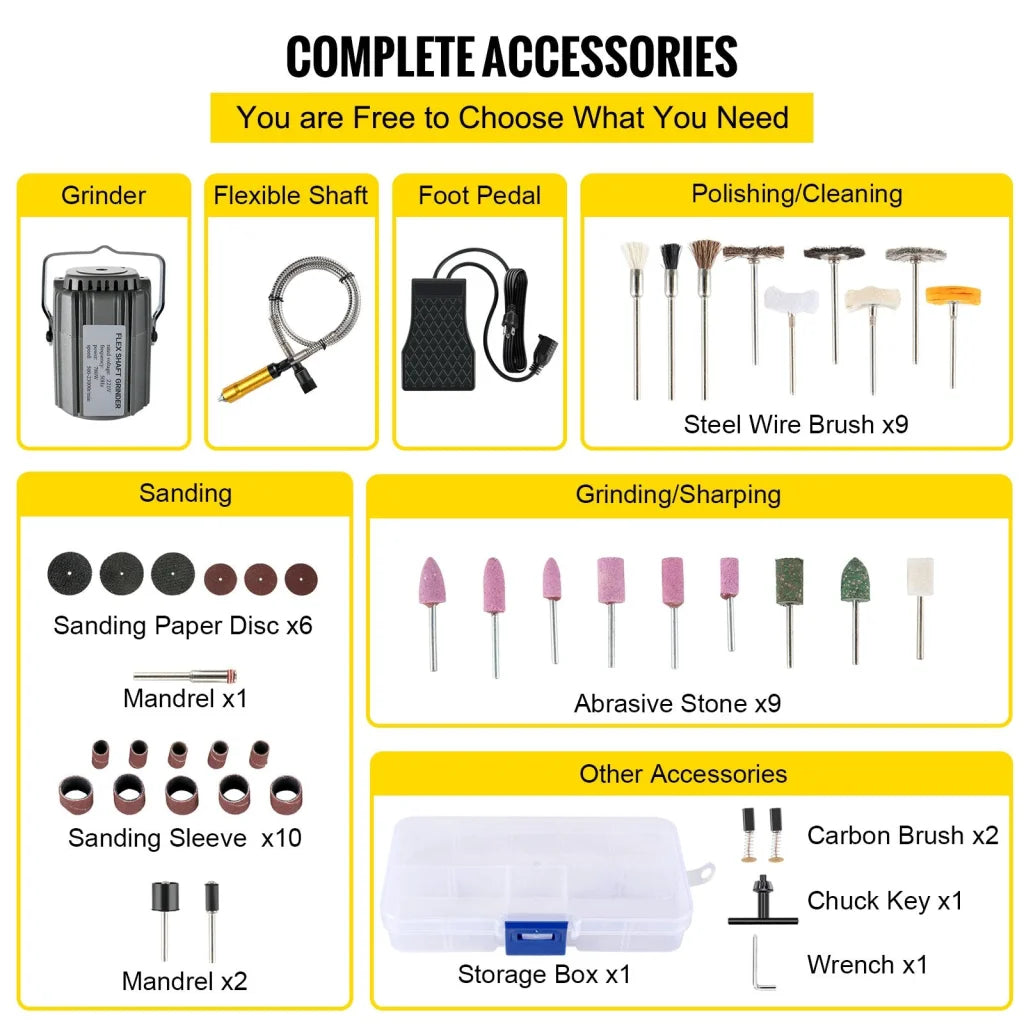 VEVOR Flex Shaft Grinder Rotary Tool 780W 6.5mm Chuck w/