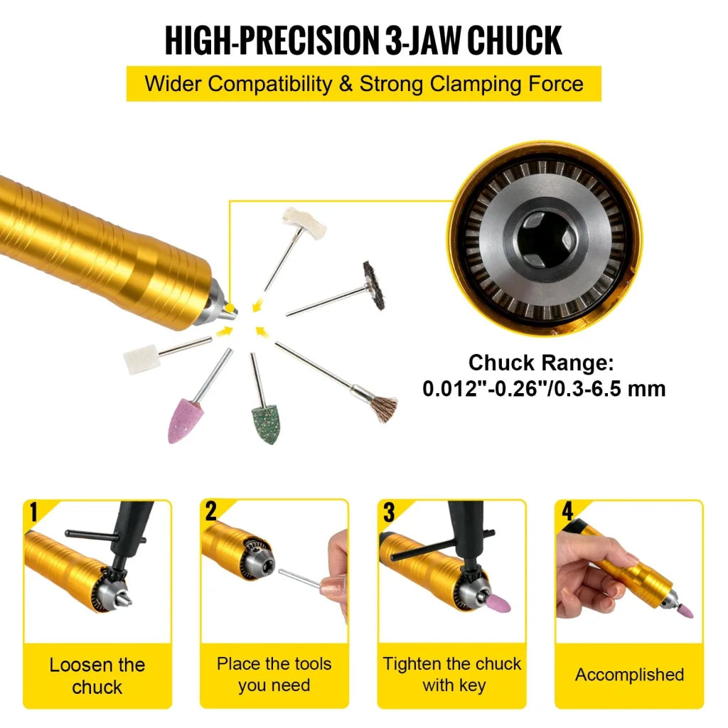 VEVOR Flex Shaft Grinder Rotary Tool 780W 6.5mm Chuck w/