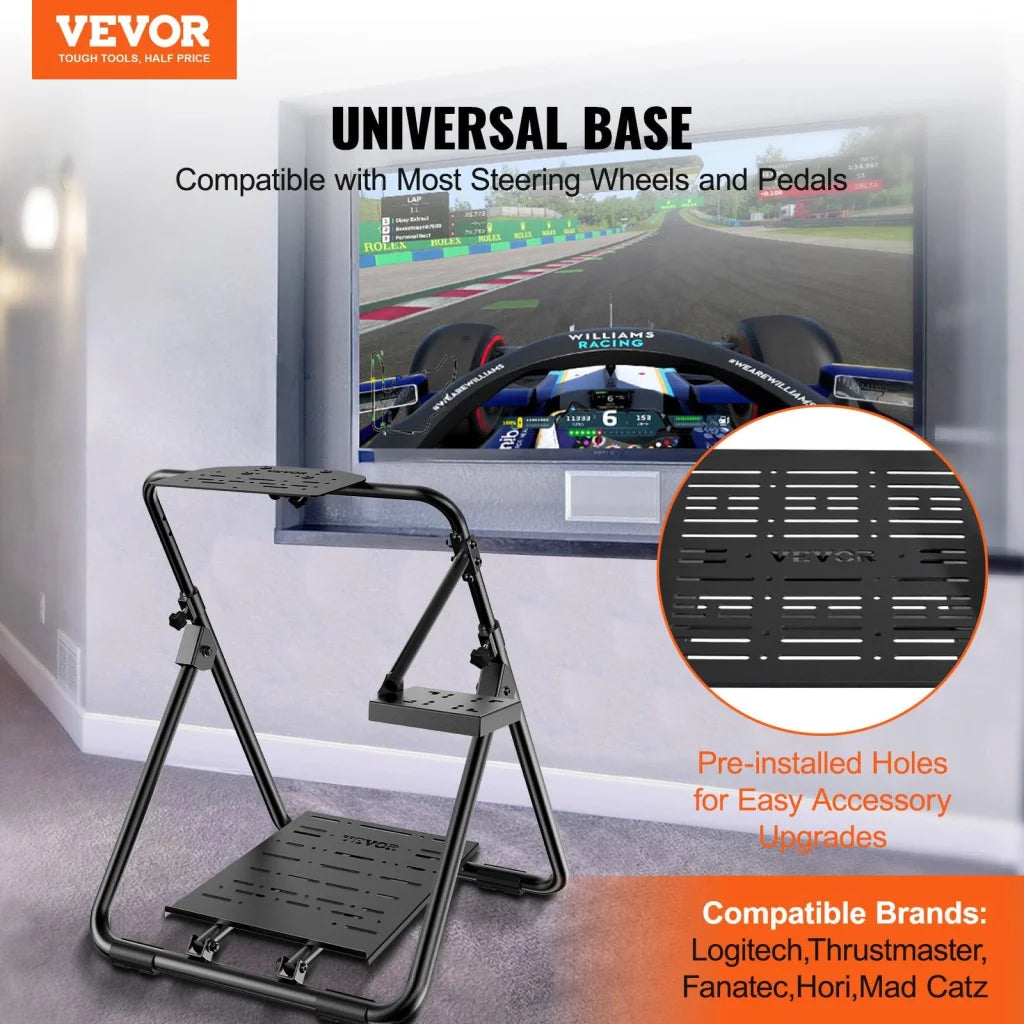 Vevor foldable racing with caster wheels and side handle rail