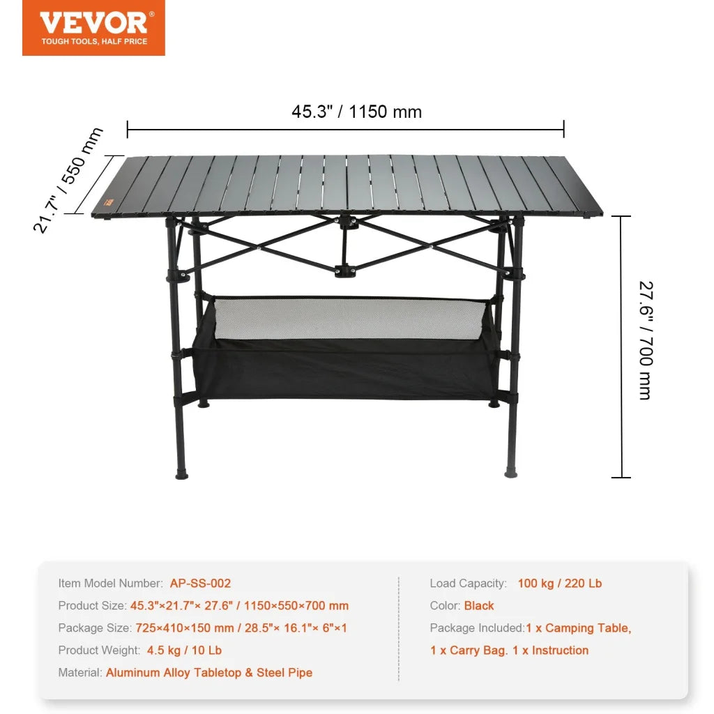 VEVOR Folding Camping Table Outdoor Portable Side Tables