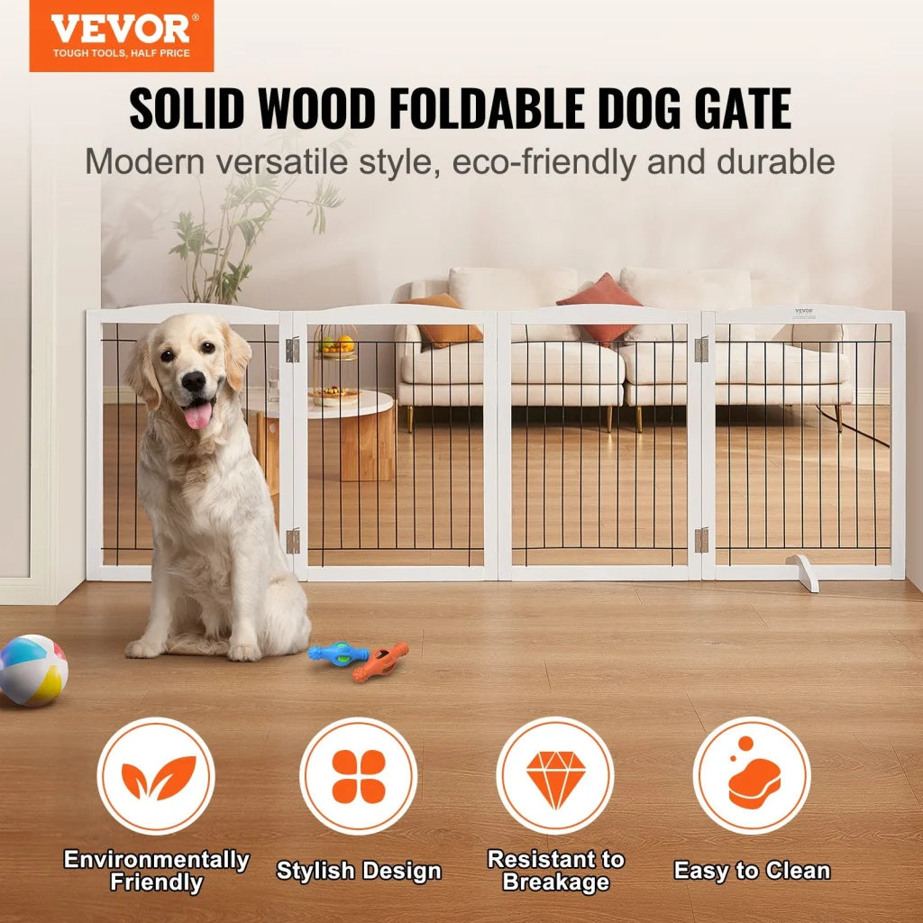 VEVOR Free Standing Dog Gate 32’’ H x 96.5’’ W Freestanding