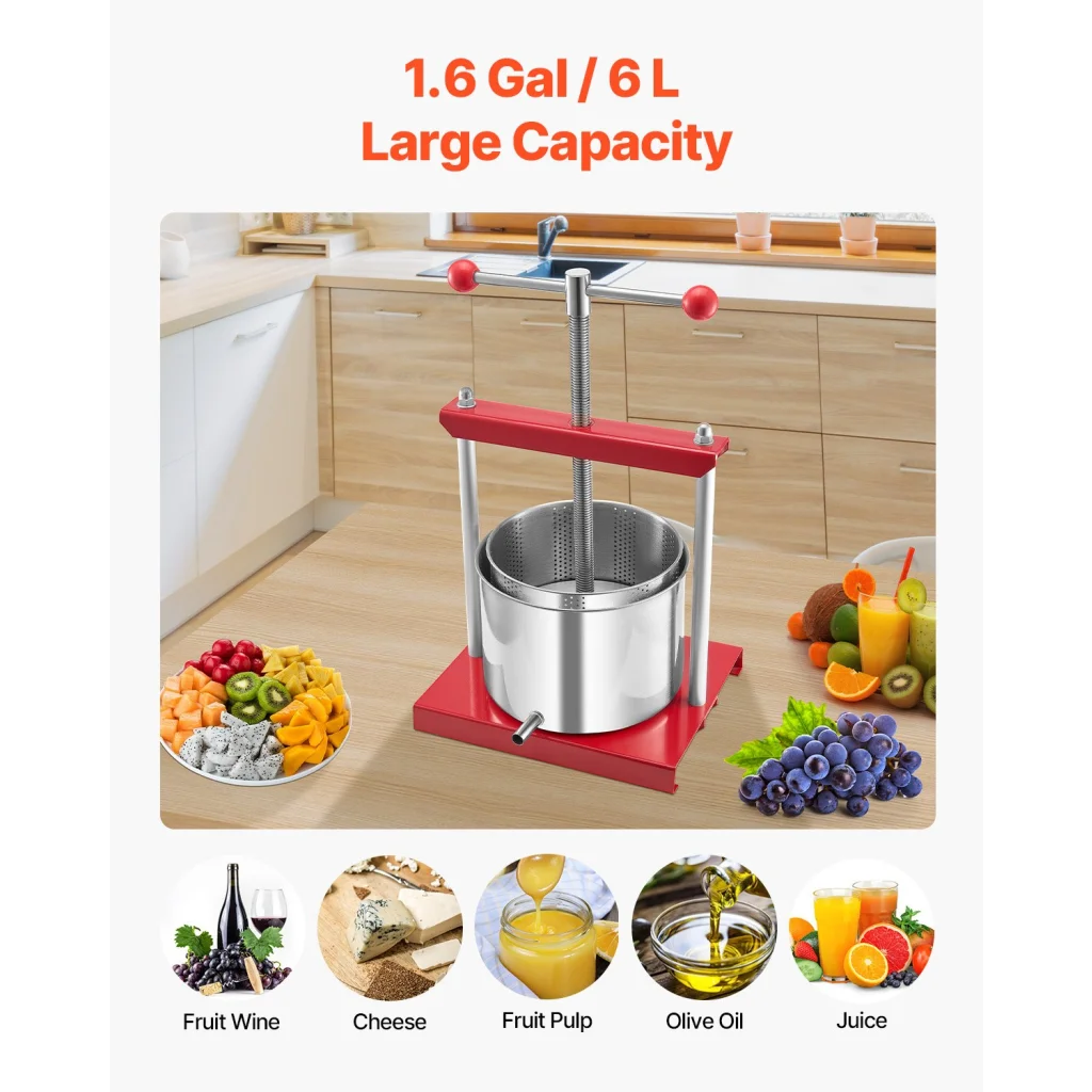 VEVOR Fruit Wine Press Manual Press for Wine Making 1.6
