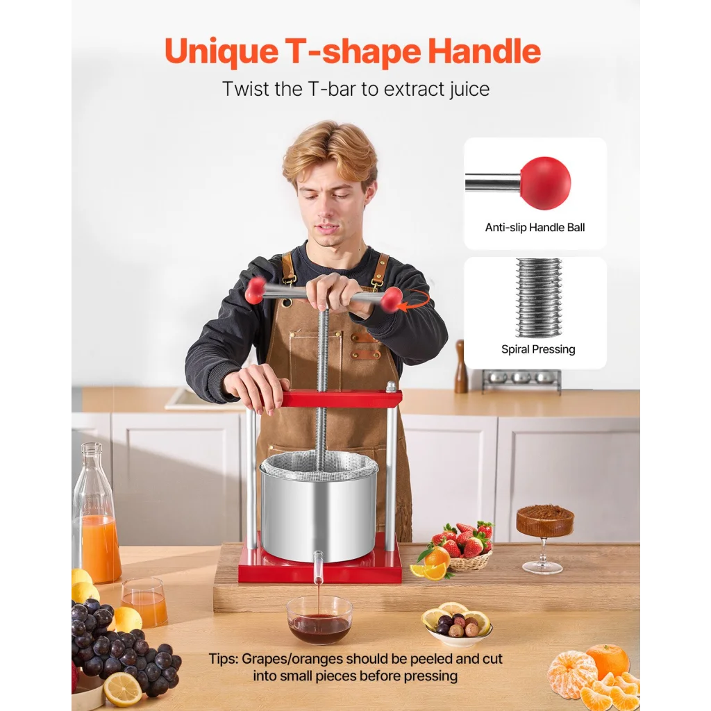 VEVOR Fruit Wine Press Manual Press for Wine Making 1.6