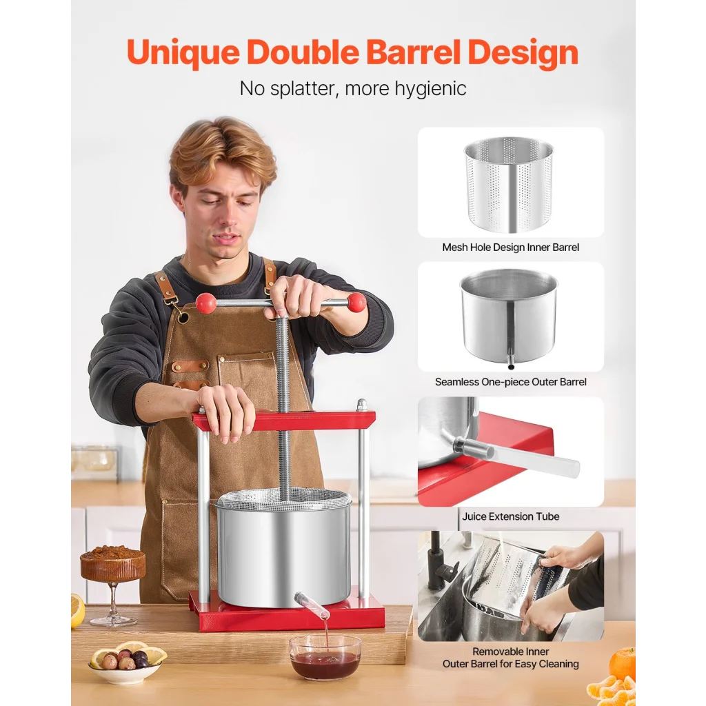 VEVOR Fruit Wine Press Manual Press for Wine Making 1.6