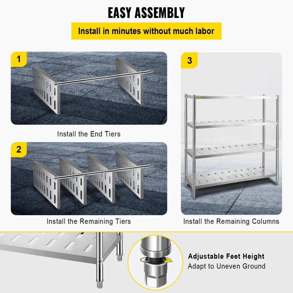 VEVOR Garage Shelf Heavy Duty Shelving 4-Tier 150x45x155cm