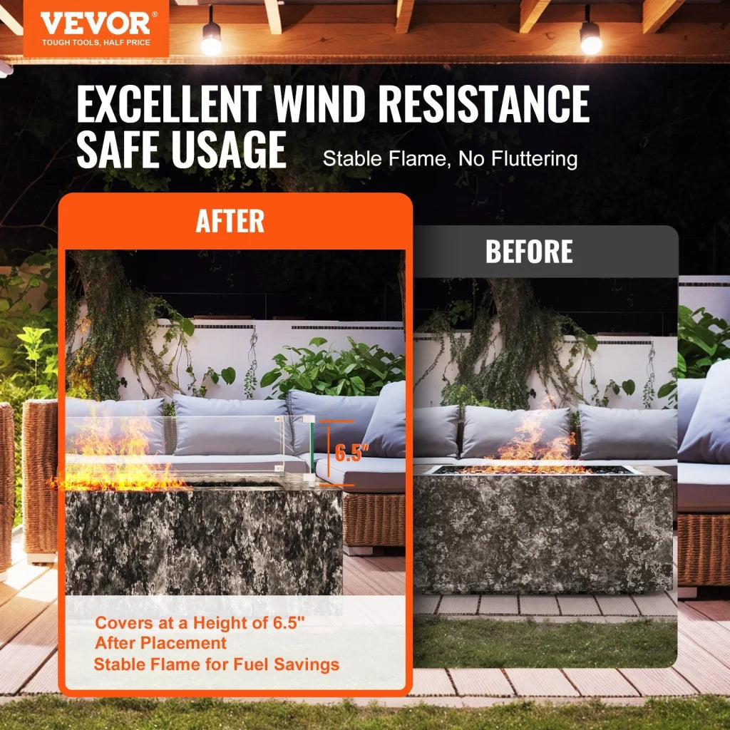 VEVOR Gas Fire Pit Wind Guard for Square Fire Table 595 x