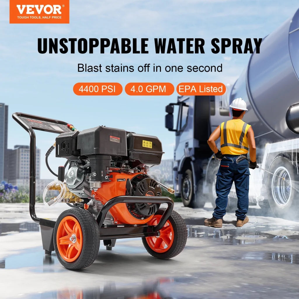 VEVOR Gas Pressure Washer Gas Powered Washer 4400 PSI 4.0