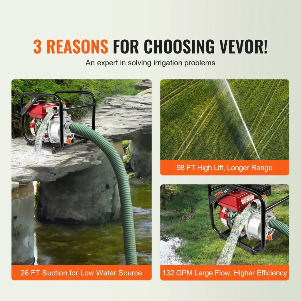 VEVOR Gasoline Engine Water Pump Gas Powered Transfer Pump