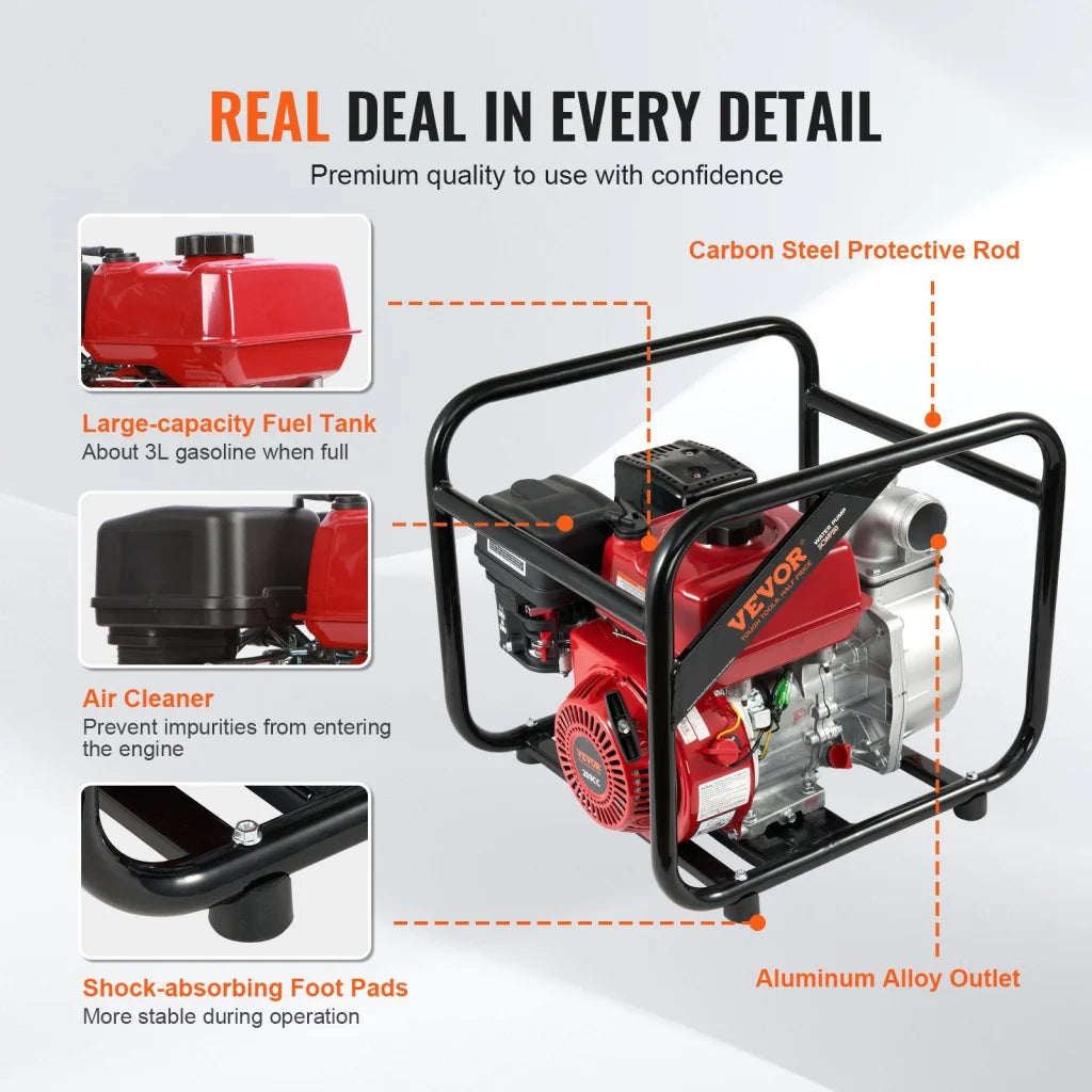 VEVOR Gasoline Engine Water Pump Gas Powered Transfer Pump