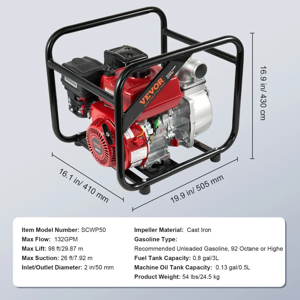 VEVOR Gasoline Engine Water Pump Gas Powered Transfer Pump