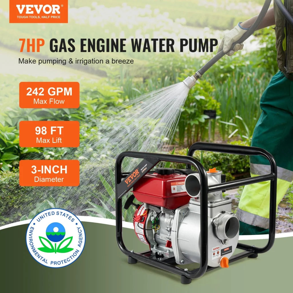 VEVOR Gasoline Engine Water Pump Gas Powered Transfer Pump