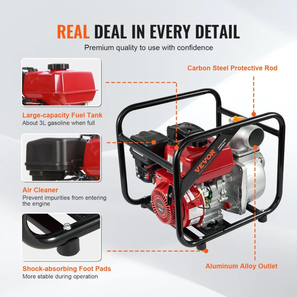 VEVOR Gasoline Engine Water Pump Gas Powered Transfer Pump