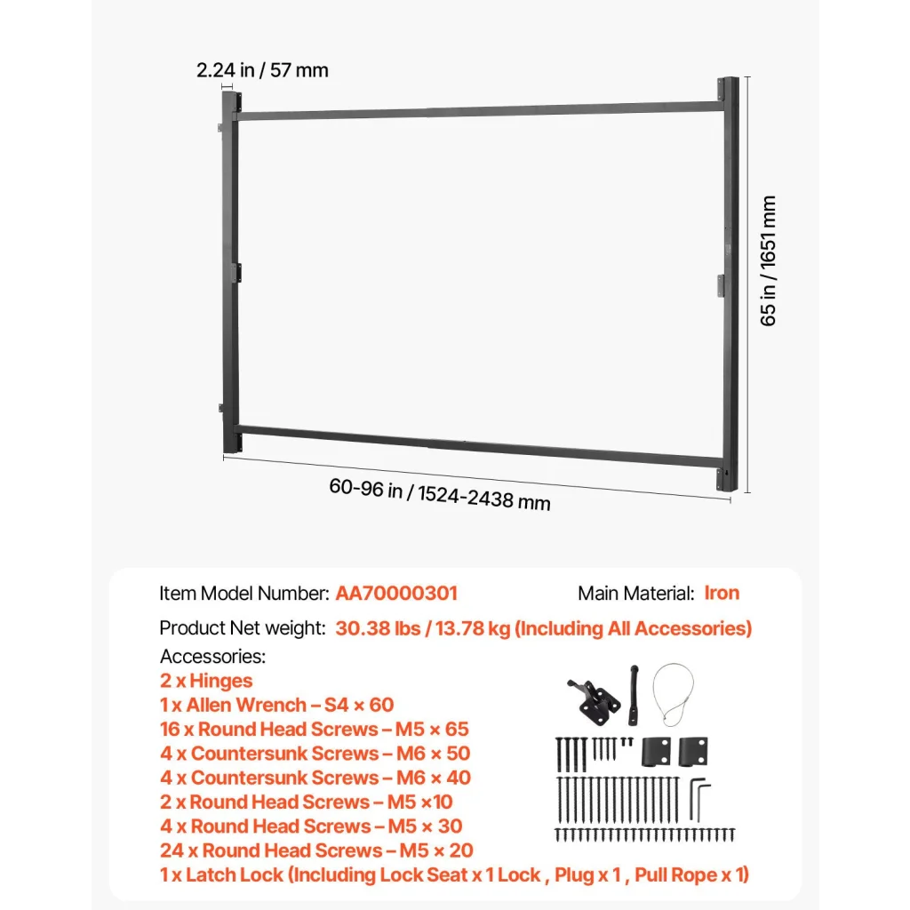 VEVOR Gate Building Kit Fits 152.4 to 243.8 cm Wide