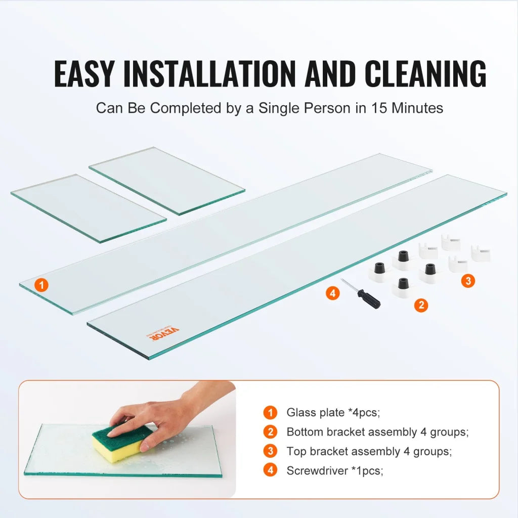 VEVOR Glass Wind Guard for Rectangular Fire Pit Table 924 x