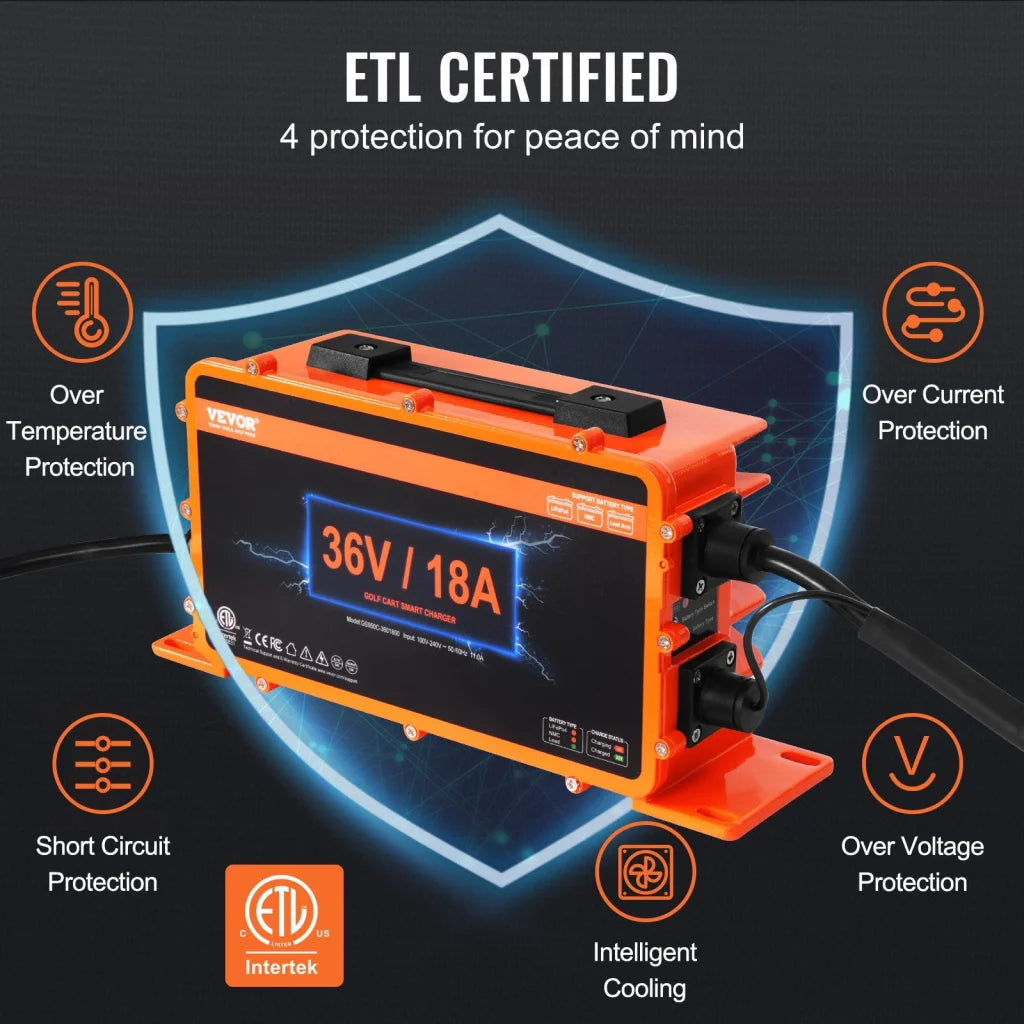 VEVOR Golf Cart Battery Charger 18 AMP Smart Club Car