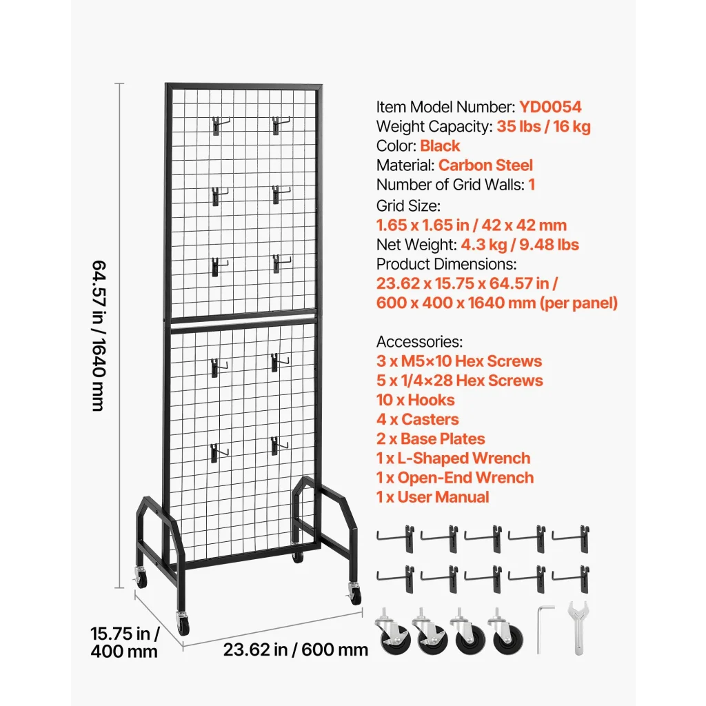Black steel storage rack with upright supports and shelf tiers