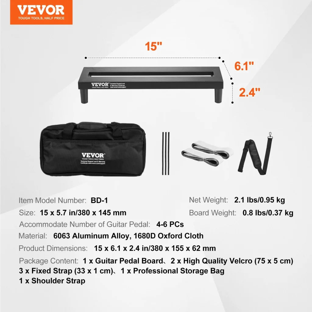 VEVOR Guitar Pedal Board 15’’ x 5.7’’ Aluminum Alloy 0.8